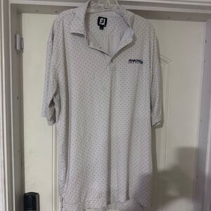 Footjoy Polo Shirt Adult 2XL white Polka Dot Poly Short Sleeve Geometric Golf